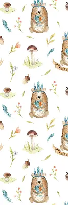 Blackout roller blind with teddy bears and plants print