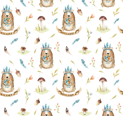 Blackout roller blind for window Teddy bears and plants