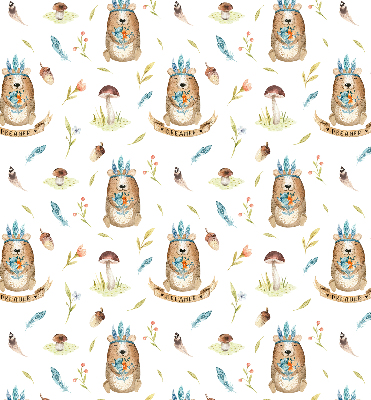 Blackout roller blind for window Teddy bears and plants