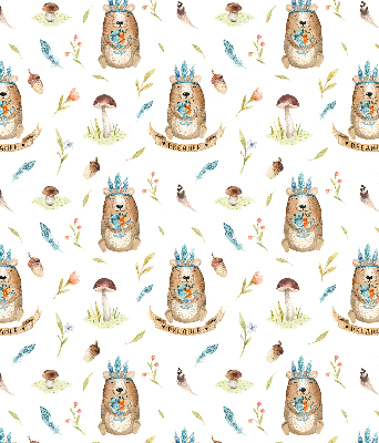 Blackout roller blind for window Teddy bears and plants