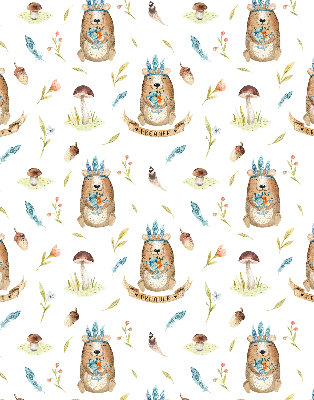 Blackout roller blind for window Teddy bears and plants