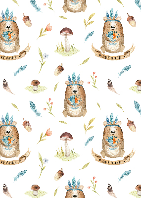 Blackout roller blind for window Teddy bears and plants