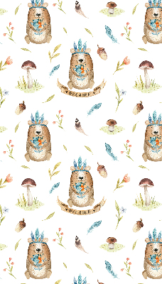 Blackout roller blind for window Teddy bears and plants