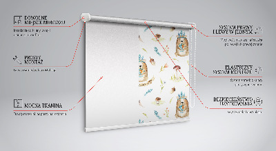Blackout roller blind for window Teddy bears and plants