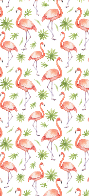 Fabric roller blind for window Flamingo and leaves