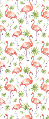 Fabric roller blind for window Flamingo and leaves