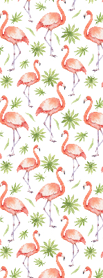 Fabric roller blind for window Flamingo and leaves