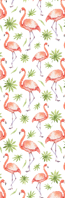 Fabric roller blind for window Flamingo and leaves