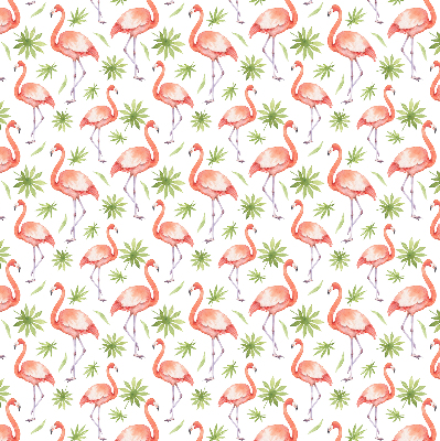 Fabric roller blind for window Flamingo and leaves