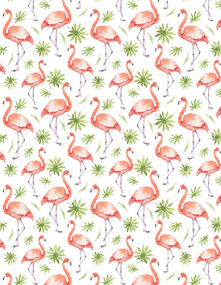 Fabric roller blind for window Flamingo and leaves