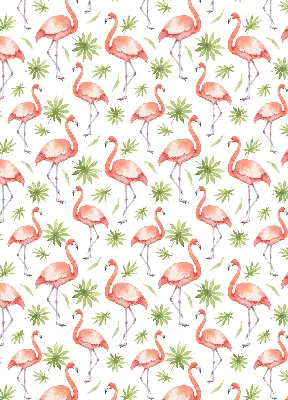Fabric roller blind for window flamingo and leaves pattern