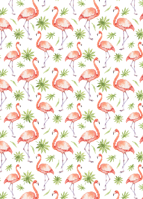 Fabric roller blind for window Flamingo and leaves