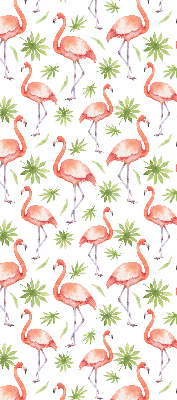 Fabric roller blind for window Flamingo and leaves