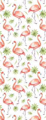 Fabric roller blind for window Flamingo and leaves