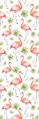 Fabric roller blind for window Flamingo and leaves