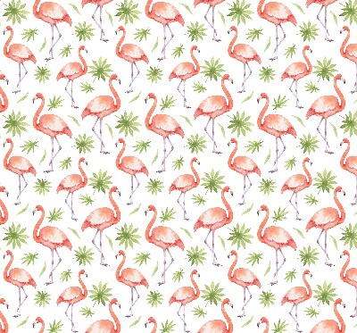 Fabric roller blind for window Flamingo and leaves