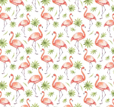 Fabric roller blind for window flamingo and leaves pattern