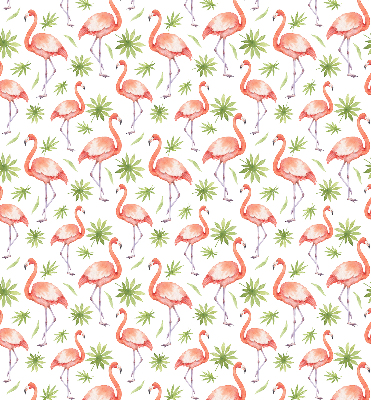 Fabric roller blind for window Flamingo and leaves