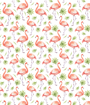 Fabric roller blind for window Flamingo and leaves