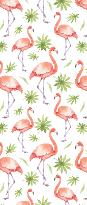 Fabric roller blind for window Flamingo and leaves