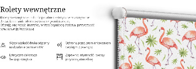Fabric roller blind for window Flamingo and leaves