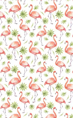 Fabric roller blind for window flamingo and leaves pattern