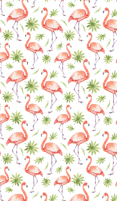 Fabric roller blind for window Flamingo and leaves