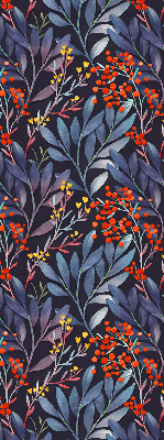 Blackout roller blind Dark leaves and rowan