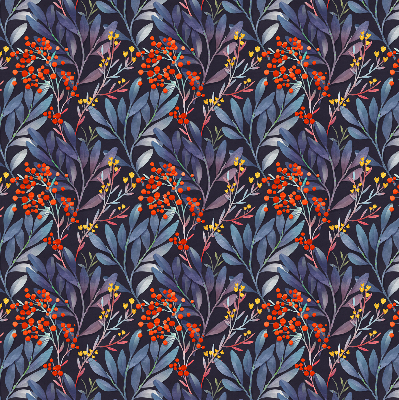 Blackout roller blind Dark leaves and rowan