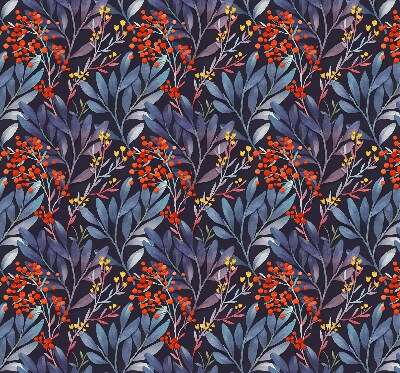 Blackout roller blind Dark leaves and rowan