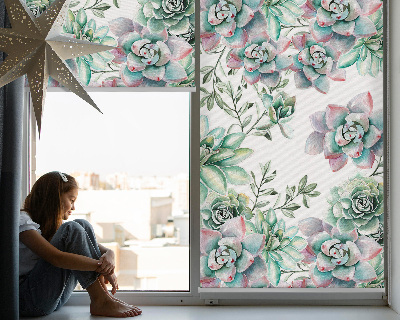 Blackout roller blind for window Green plants