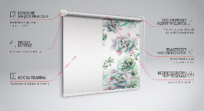 Blackout roller window blind green plants print
