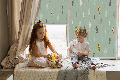 Fabric roller blind for window Colorful trees