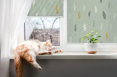 Fabric roller blind for window colorful trees print
