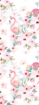 Blackout roller blind Flamingos among the flowers