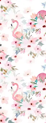 Blackout roller blind with flamingos among the flowers pattern