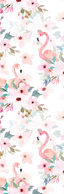 Blackout roller blind Flamingos among the flowers