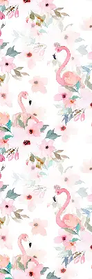 Blackout roller blind with flamingos among the flowers pattern