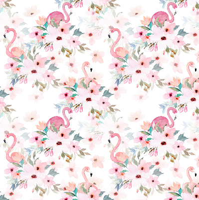 Blackout roller blind Flamingos among the flowers