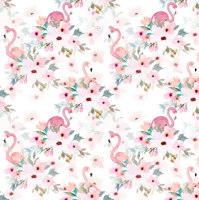 Blackout roller blind with flamingos among the flowers pattern