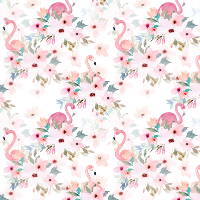 Blackout roller blind Flamingos among the flowers