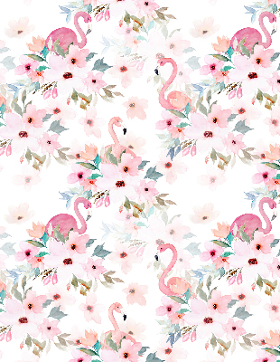 Blackout roller blind Flamingos among the flowers