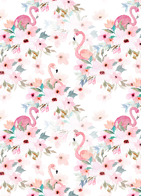 Blackout roller blind Flamingos among the flowers