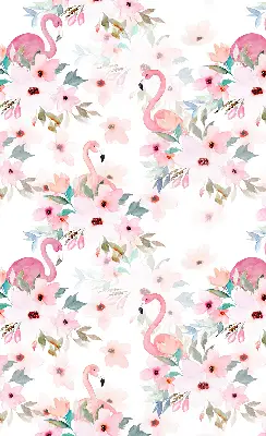 Blackout roller blind with flamingos among the flowers pattern