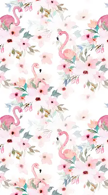 Blackout roller blind with flamingos among the flowers pattern