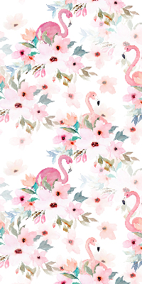 Blackout roller blind Flamingos among the flowers