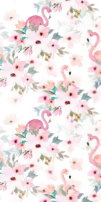 Blackout roller blind with flamingos among the flowers pattern