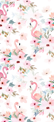 Blackout roller blind Flamingos among the flowers