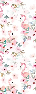Blackout roller blind with flamingos among the flowers pattern