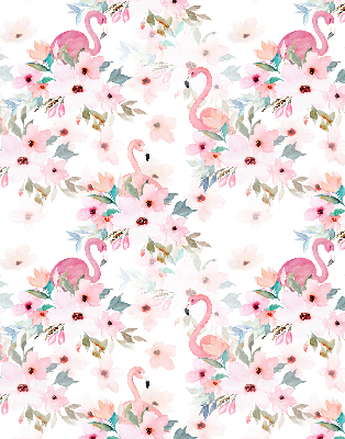 Blackout roller blind Flamingos among the flowers